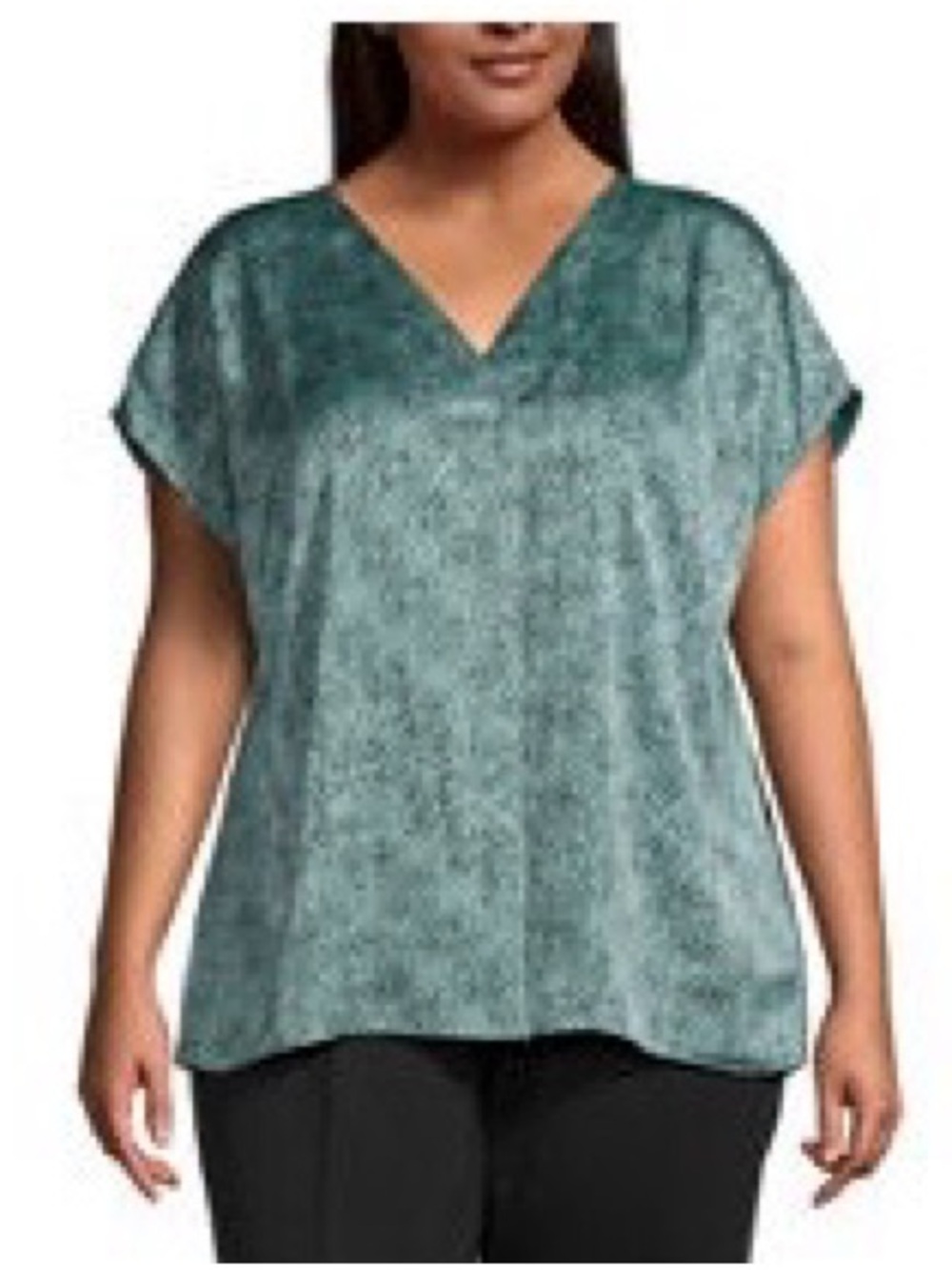 Worthington Teal-Blue V-Neck Tunic